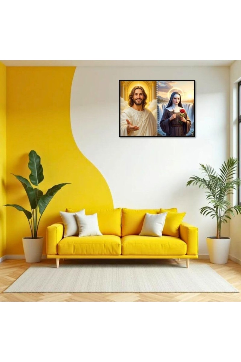 Jesus Christ-St. Therese Of Lisieux Laminated Photo - 7x9 Inches, Divine Blessings For Home & Office And Temple Decoration (F16406)