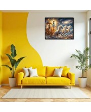 Lord Krishna Laminated Photo - 7x9 Inches, Divine Blessings For Home & Office And Temple Decoration (F16073)