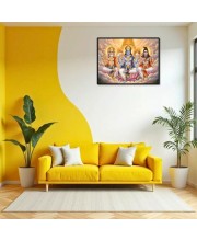 Lord Brahma VISHNU Mahesh Laminated Photo - 11x13 Inches, Divine Blessings For Home & Office And Temple Decoration (F16052)