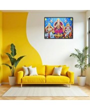 Lord Ganesha Maa Laxmi Sarswati Laminated Photo - 9x11 Inches, Divine Blessings For Home & Office And Temple Decoration (F16123)