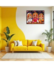 Lord Ganrsha Laxmi Saraswati Laminated Photo - 11x13 Inches, Divine Blessings For Home & Office And Temple Decoration (F16082)