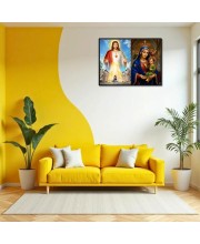 Jesus Christ-Virgin Mary Laminated Photo - 7x9 Inches, Divine Blessings For Home & Office And Temple Decoration (F16383)