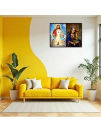 Jesus Christ - Virgin Mary Laminated Photo - 5x7 Inches, Divine Blessings For Home & Office And Temple Decoration (F16383)