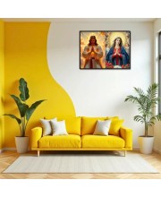 Jesus Christ-Our Lady Of Grace Laminated Photo - 7x9 Inches, Divine Blessings For Home & Office And Temple Decoration (F16420)