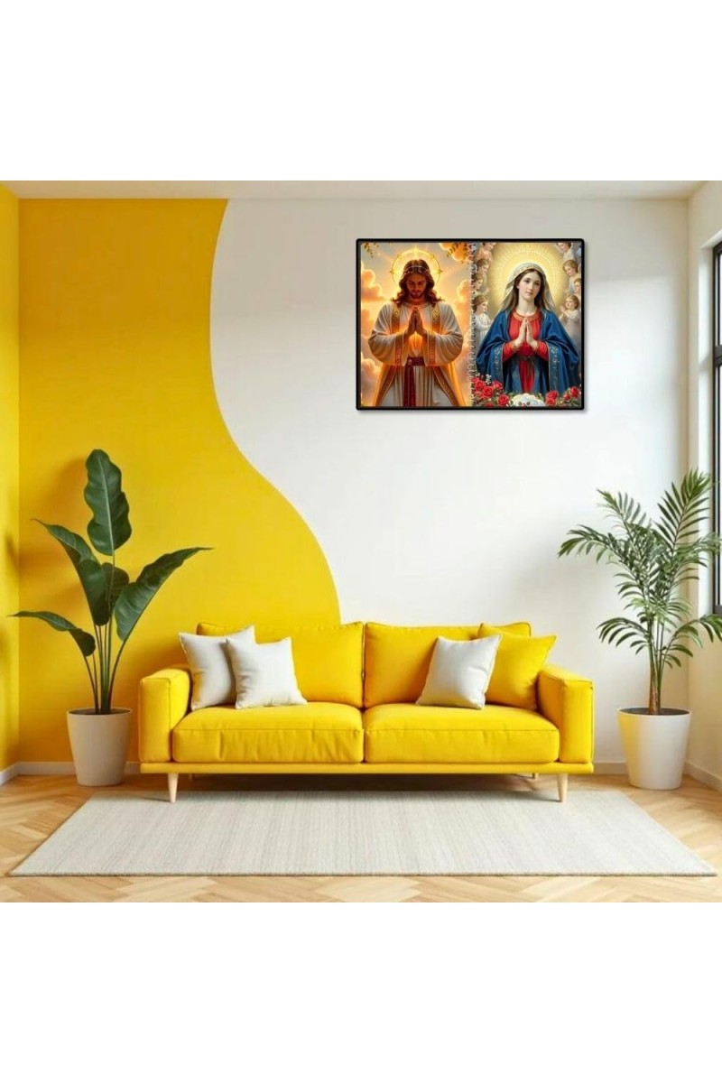 Jesus Christ-Our Lady Of Grace Laminated Photo - 7x9 Inches, Divine Blessings For Home & Office And Temple Decoration (F16420)