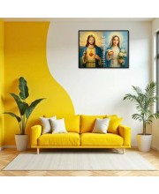 Jesus Christ-Our Lady Of Rosary Laminated Photo - 7x9 Inches, Divine Blessings For Home & Office And Temple Decoration (F16282)
