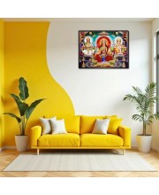 Lord Ganesha Maa Laxmi Sarswati Laminated Photo - 7x9 Inches, Divine Blessings For Home & Office And Temple Decoration (F16125)