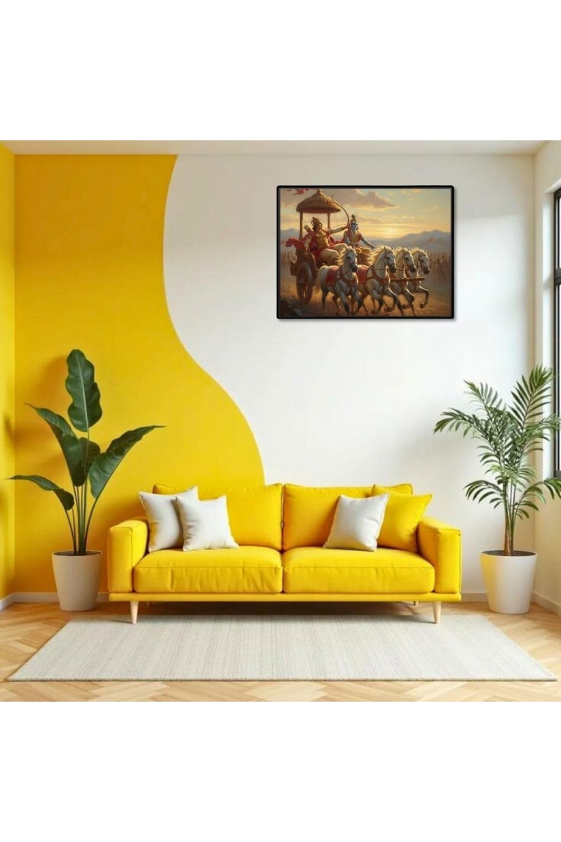Lord Krishna Laminated Photo - 7x9 Inches, Divine Blessings For Home & Office And Temple Decoration (F16074)