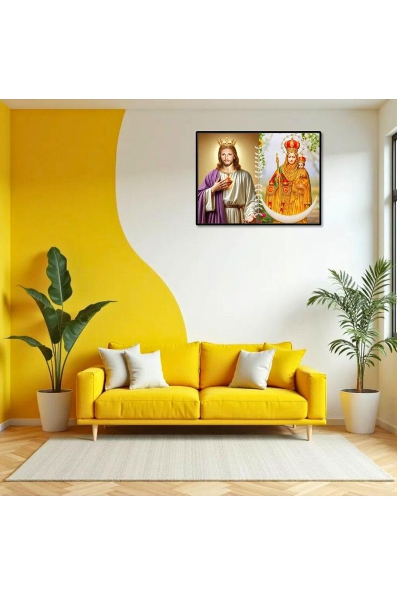 Jesus Lady Of Velankanni Laminated Photo - 7x9 Inches, Divine Blessings For Home & Office And Temple Decoration (F16203)