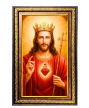 Lord Jesus Digital Golden Balck Color Photo Frame | Hindu Religious Wall Decor | 16x22 Inches - Inspirational Wall Art For Office, Home Decor - Ideal Spiritual Gift (F16743)