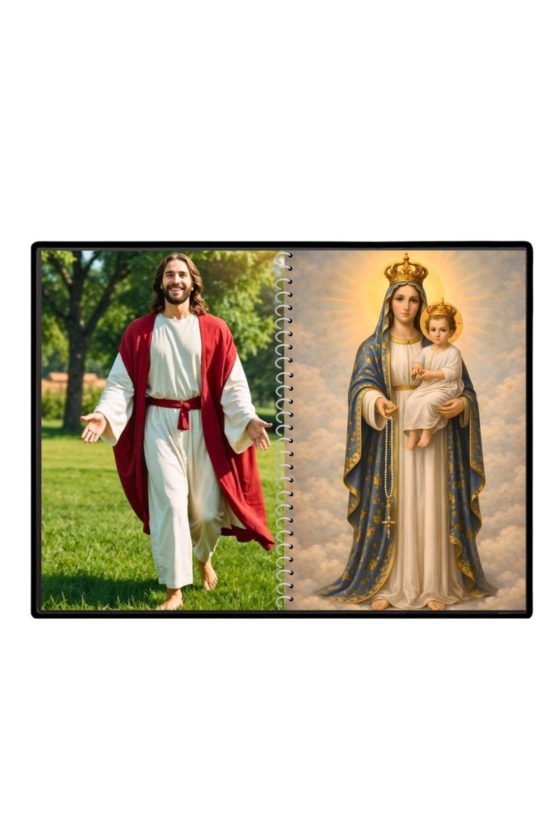 Jesus Christ-Virgin Mary Laminated Photo - 7x9 Inches, Divine Blessings For Home & Office And Temple Decoration (F16400)