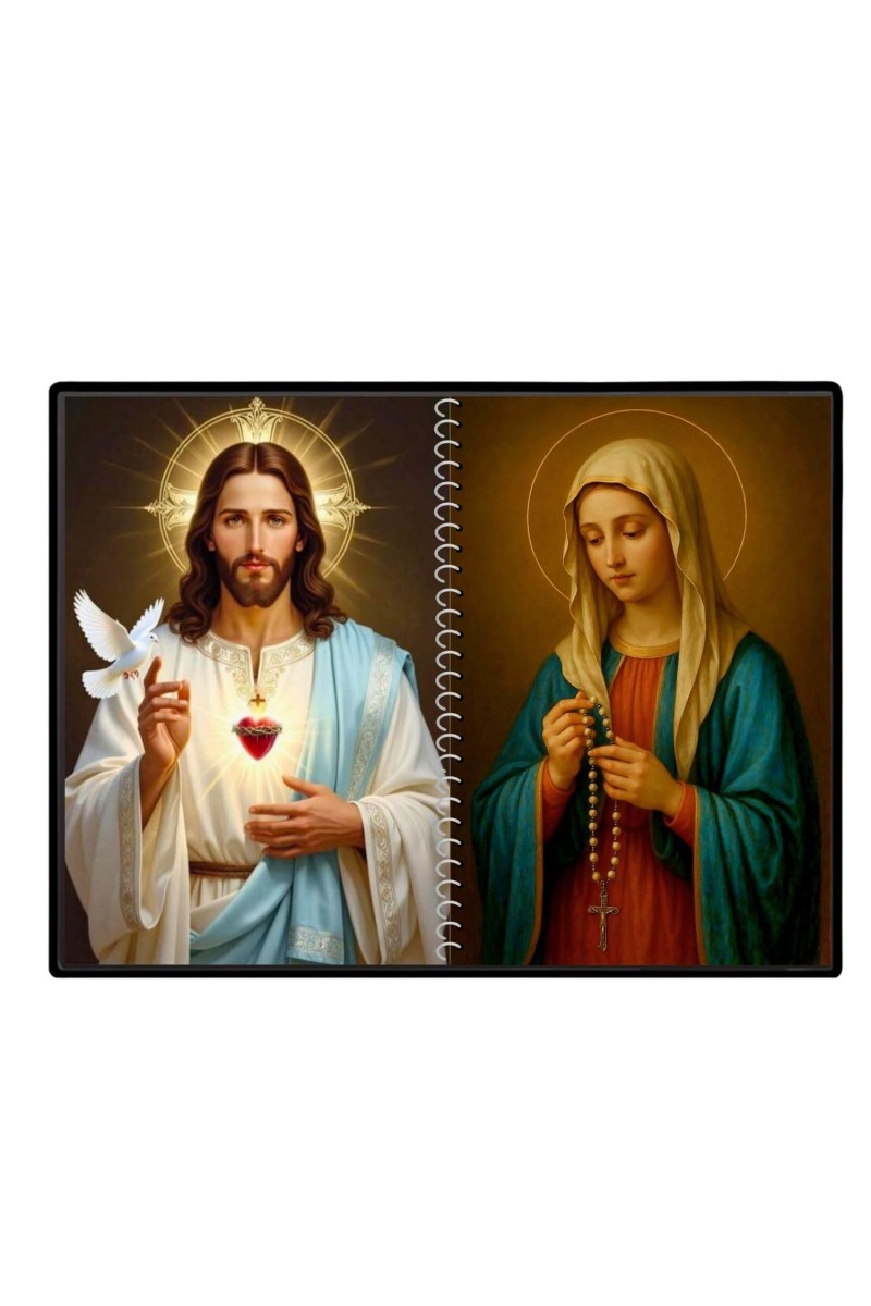 Jesus Christ-Our Lady Of Rosary Laminated Photo - 7x9 Inches, Divine Blessings For Home & Office And Temple Decoration (F16377)