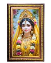 Beautiful Radha Digital Golden Balck Color Photo Frame | Hindu Religious Wall Decor | 12x18 Inches - Inspirational Wall Art For Office, Home Decor - Ideal Spiritual Gift (F16533)