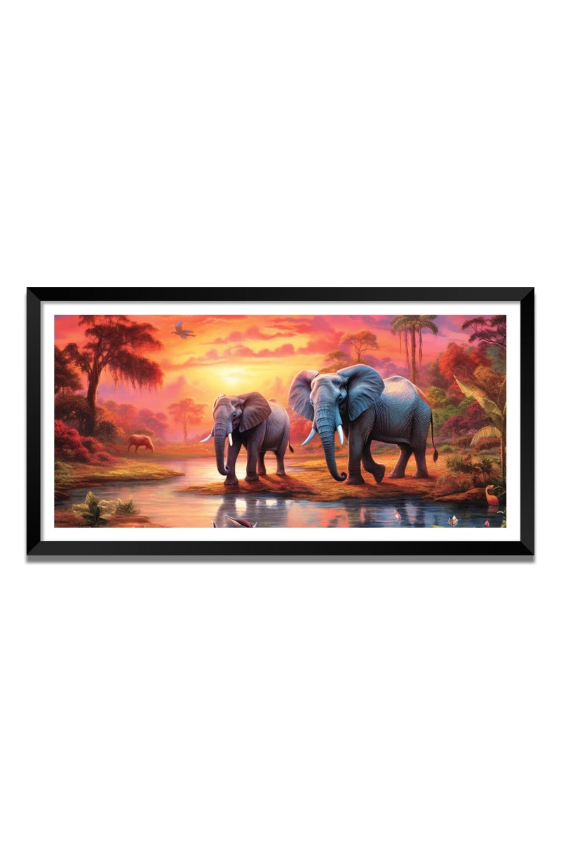 Nature Landscape Floating Frame Scenery Digital Print - (I5615) - 18x36 inch Modern Nature Wall Art for Living Room, Bedroom, Office, Hotels, Drawing Room