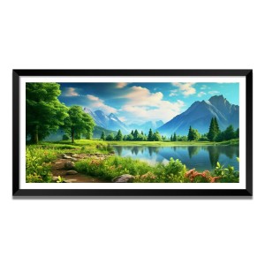 Nature Landscape Floating Frame Scenery Digital Print - (I5729) - 18x36 inch Modern Nature Wall Art for Living Room, Bedroom, Office, Hotels, Drawing Room