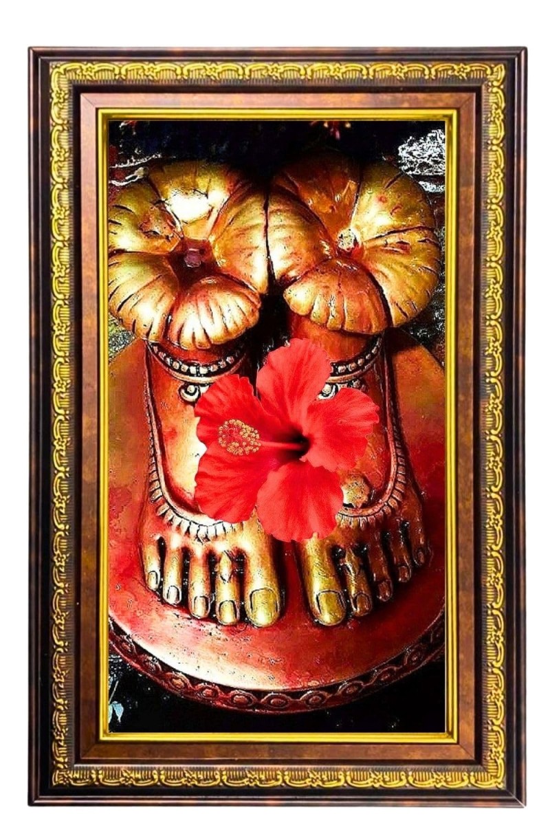 Tara Ma Feet Digital Golden Balck Color Photo Frame | Hindu Religious Wall Decor | 10x16 Inches - Inspirational Wall Art For Office, Home Decor - Ideal Spiritual Gift (F16895)