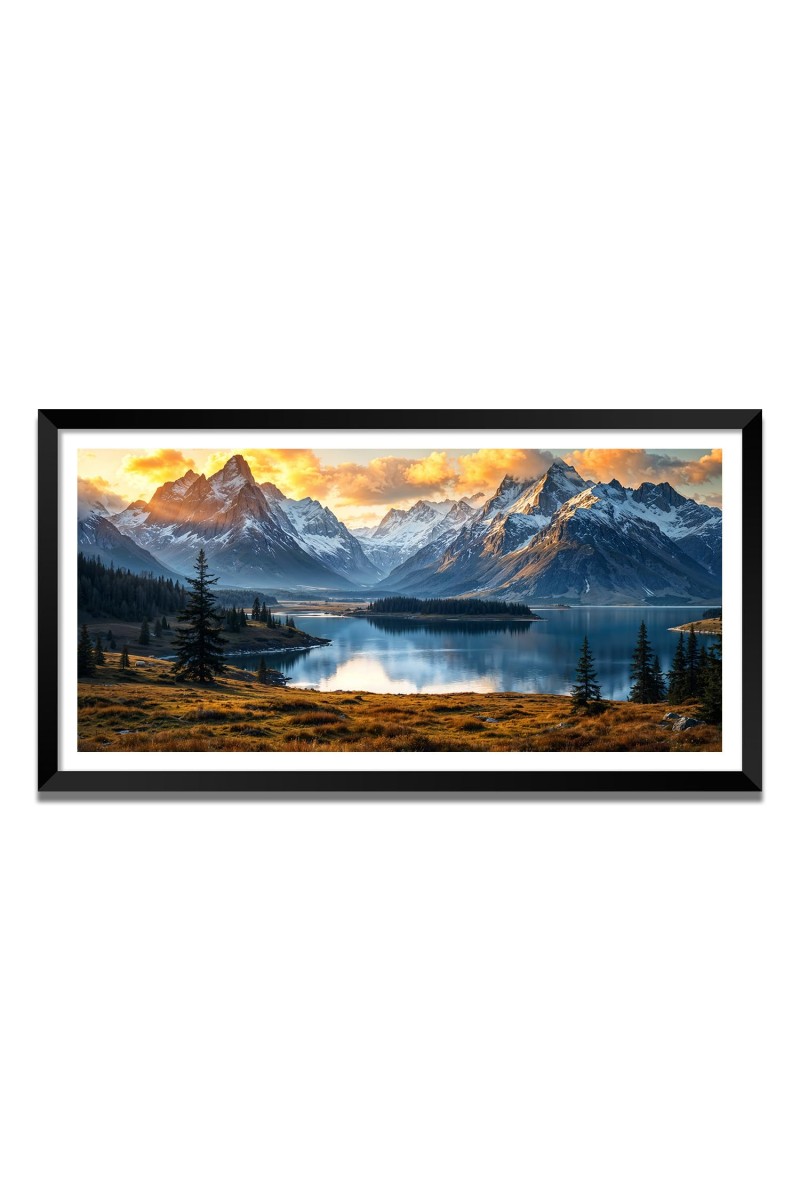 Nature Landscape Floating Frame Scenery Digital Print - (I5543) - 24x36 inch Modern Nature Wall Art for Living Room, Bedroom, Office, Hotels, Drawing Room