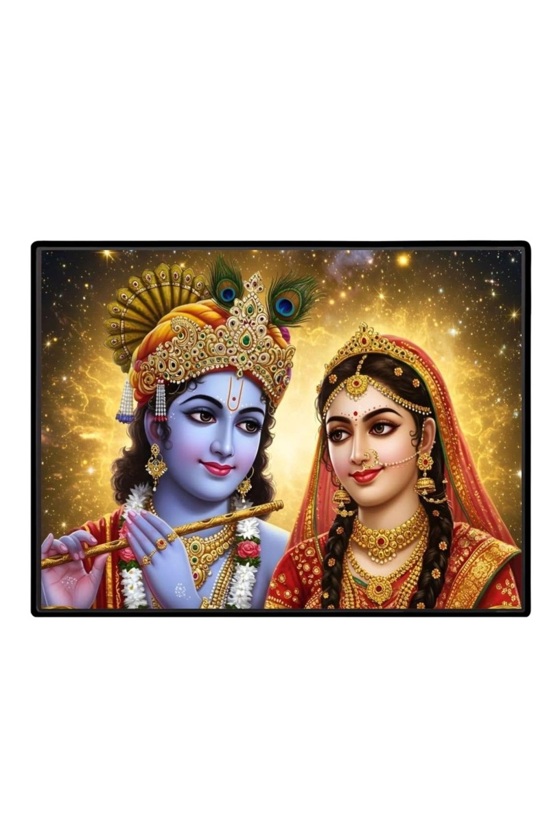Lord RadhaKrishna Laminated Photo - 7x9 Inches, Divine Blessings For Home & Office And Temple Decoration (F16087)
