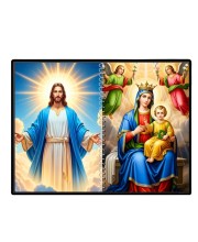 Jesus Christ-Virgin Mary Laminated Photo - 7x9 Inches, Divine Blessings For Home & Office And Temple Decoration (F16394)
