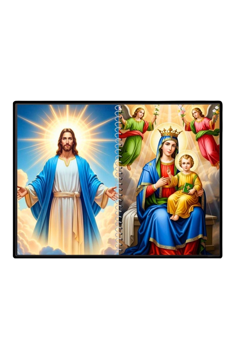 Jesus Christ-Virgin Mary Laminated Photo - 7x9 Inches, Divine Blessings For Home & Office And Temple Decoration (F16394)