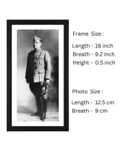 Netaji Subhas Chandra Bose Black Photograph in Army Uniform |Historical Wall Art | Military Attire | Perfect for Home or Office Decor