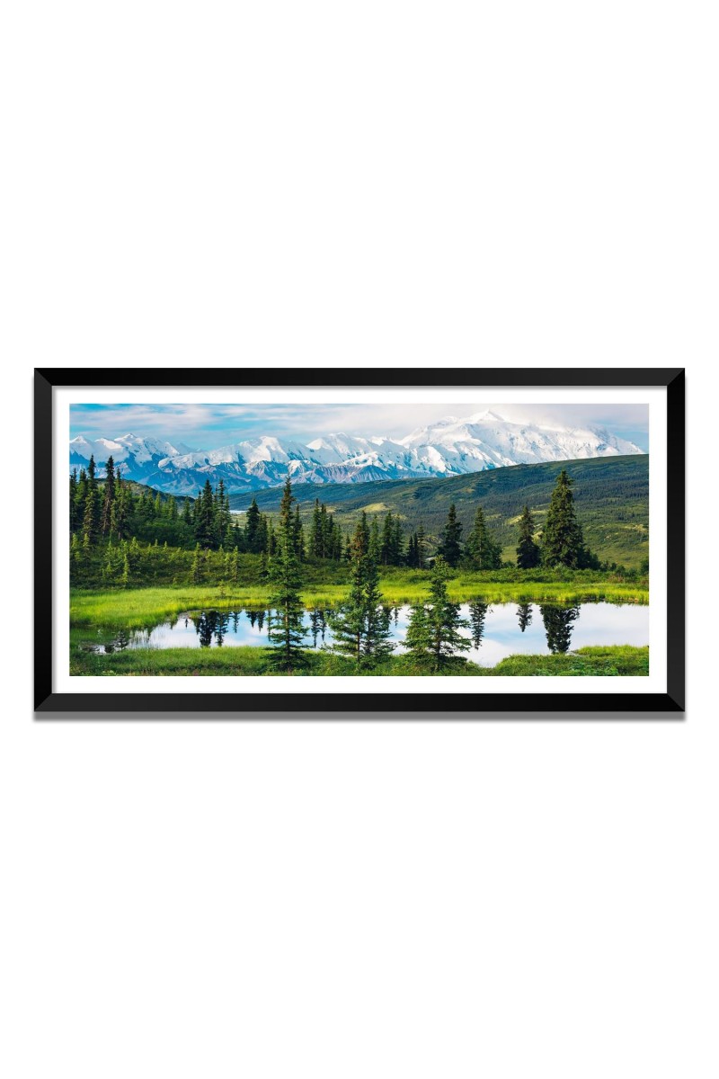 Nature Landscape Floating Frame Scenery Digital Print - (I5725) - 12x24 inch Modern Nature Wall Art for Living Room, Bedroom, Office, Hotels, Drawing Room
