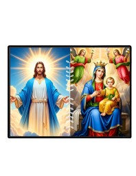 Jesus Blessed Virgin Mary Laminated Photo - 13x15 Inches, Divine Blessings For Home & Office And Temple Decoration (F16239)