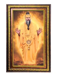 Premanand Maharaj Digital Golden Balck Color Photo Frame | Hindu Religious Wall Decor | 10x16 Inches - Inspirational Wall Art For Office, Home Decor - Ideal Spiritual Gift (F16485)