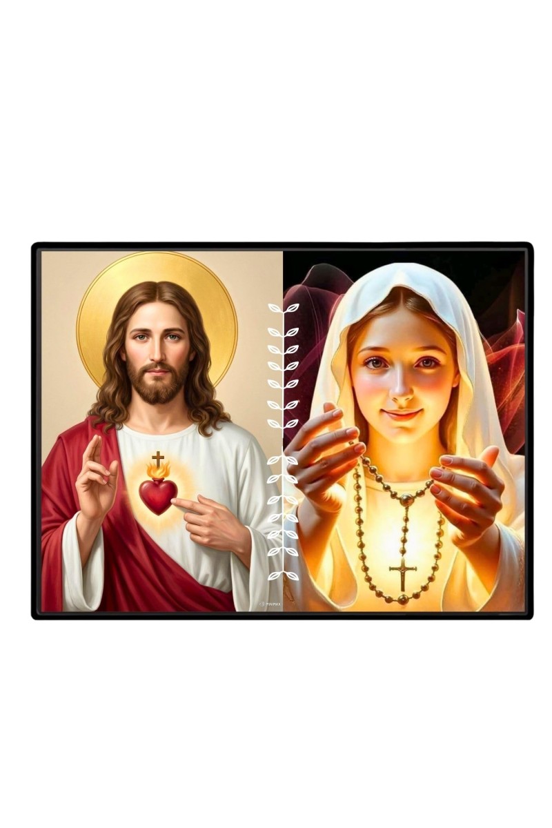 Jesus Christ-Our Lady Of Rosary Laminated Photo - 7x9 Inches, Divine Blessings For Home & Office And Temple Decoration (F16281)
