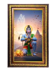 Lord Hanuman Digital Golden Balck Color Photo Frame | Hindu Religious Wall Decor | 16x22 Inches - Inspirational Wall Art For Office, Home Decor - Ideal Spiritual Gift (F16707)