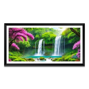 Nature Landscape Floating Frame Scenery Digital Print - (I5855) - 24x48 inch Modern Nature Wall Art for Living Room, Bedroom, Office, Hotels, Drawing Room