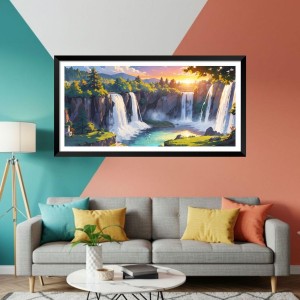 Nature Landscape Floating Frame Scenery Digital Print - (I5804) - 18x36 inch Modern Nature Wall Art for Living Room, Bedroom, Office, Hotels, Drawing Room