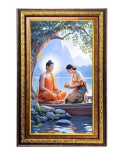 Lord Buddha Digital Golden Balck Color Photo Frame | Hindu Religious Wall Decor | 18x24 Inches - Inspirational Wall Art For Office, Home Decor - Ideal Spiritual Gift (F16515)