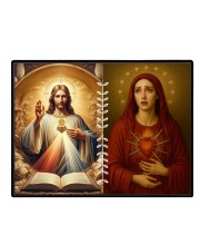 Jesus And Immaculate Heart Of Mary Laminated Photo - 9x11 Inches, Divine Blessings For Home & Office And Temple Decoration (F16191)