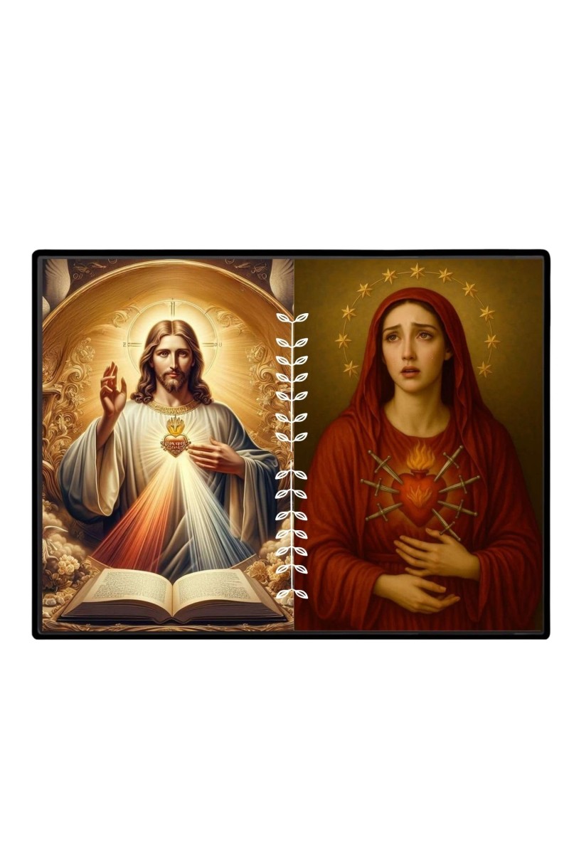 Jesus And Immaculate Heart Of Mary Laminated Photo - 9x11 Inches, Divine Blessings For Home & Office And Temple Decoration (F16191)