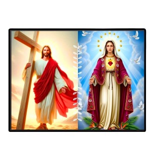Jesus Immaculate Heart Of Mary Laminated Photo - 7x9 Inches, Divine Blessings For Home & Office And Temple Decoration (F16244) Jesus Immaculate Heart Of Mary Laminated Photo - 7x9 Inches, Divine Blessings For Home & Office And Temple Decoration (F16244)