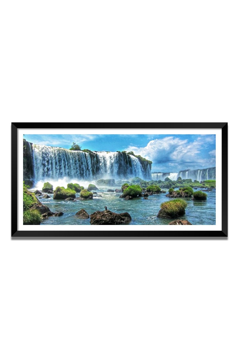 Nature Landscape Floating Frame Scenery Digital Print - (I5746) - 24x48 inch Modern Nature Wall Art for Living Room, Bedroom, Office, Hotels, Drawing Room