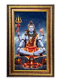 Lord Shiva Digital Golden Balck Color Photo Frame | Hindu Religious Wall Decor | 10x16 Inches - Inspirational Wall Art For Office, Home Decor - Ideal Spiritual Gift (F16924)