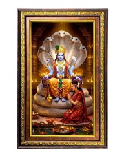 Lord Vishnu Digital Golden Balck Color Photo Frame | Hindu Religious Wall Decor | 18x24 Inches - Inspirational Wall Art For Office, Home Decor - Ideal Spiritual Gift (F16879)