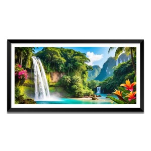 Nature Landscape Floating Frame Scenery Digital Print - (I5861) - 18x36 inch Modern Nature Wall Art for Living Room, Bedroom, Office, Hotels, Drawing Room