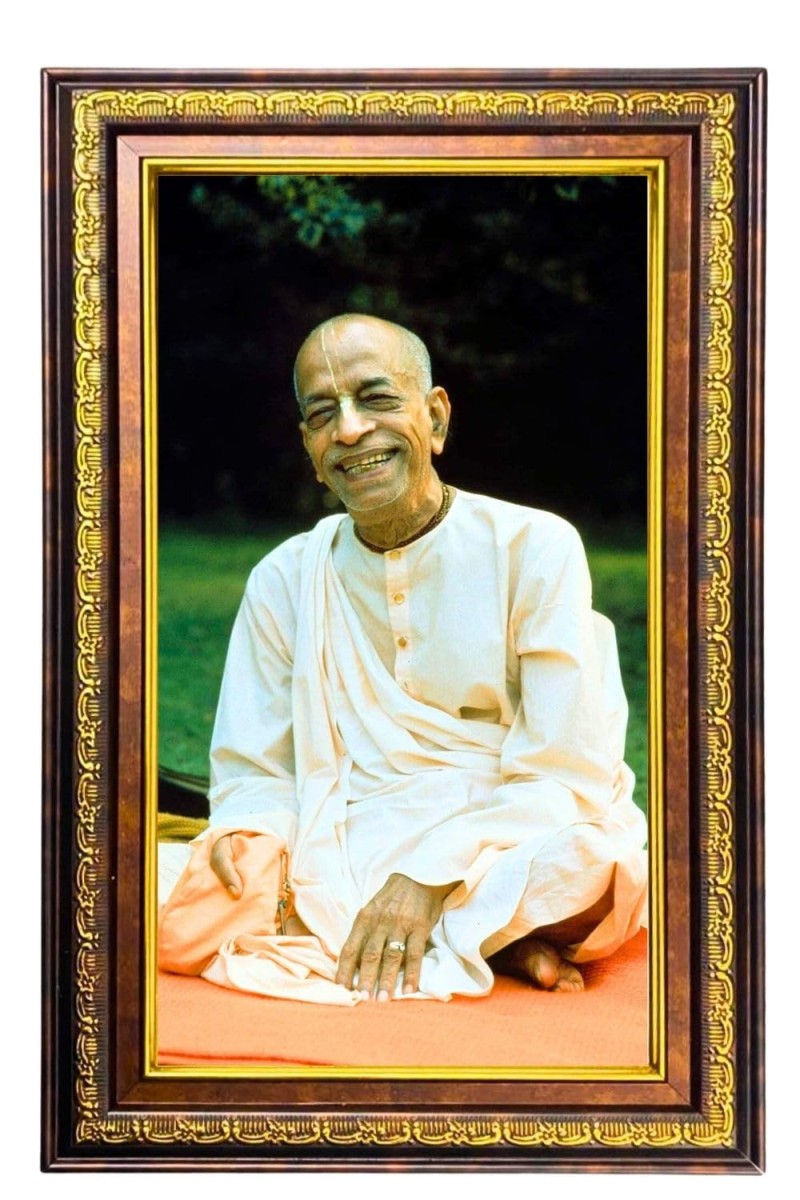 Bhaktivedanta Swami Prabhupada Digital Golden Balck Color Photo Frame | Hindu Religious Wall Decor | 16x22 Inches - Inspirational Wall Art For Office, Home Decor - Ideal Spiritual Gift (F16774)