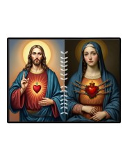 Jesus And Immaculate Heart Of Mary Laminated Photo - 9x11 Inches, Divine Blessings For Home & Office And Temple Decoration (F16188)