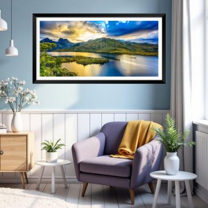 Nature Landscape Floating Frame Scenery Digital Print - (I5733) - 18x36 inch Modern Nature Wall Art for Living Room, Bedroom, Office, Hotels, Drawing Room
