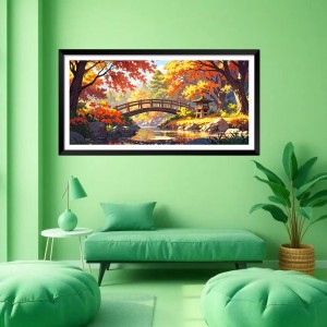 Nature Landscape Floating Frame Scenery Digital Print - (I5846) - 18x36 inch Modern Nature Wall Art for Living Room, Bedroom, Office, Hotels, Drawing Room