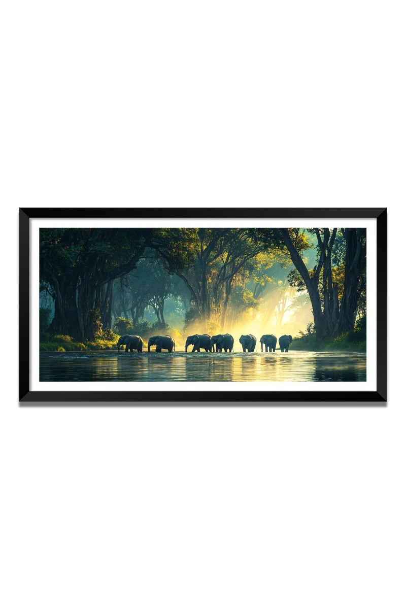 Nature Landscape Floating Frame Scenery Digital Print - (I5561) - 18x36 inch Modern Nature Wall Art for Living Room, Bedroom, Office, Hotels, Drawing Room