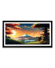 Nature Landscape Floating Frame Scenery Digital Print - (I5677) - 12x24 inch Modern Nature Wall Art for Living Room, Bedroom, Office, Hotels, Drawing Room