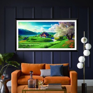 Nature Landscape Floating Frame Scenery Digital Print - (I5894) - 18x36 inch Modern Nature Wall Art for Living Room, Bedroom, Office, Hotels, Drawing Room