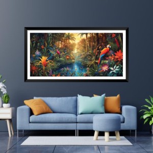 Nature Landscape Floating Frame Scenery Digital Print - (I5590) - 18x36 inch Modern Nature Wall Art for Living Room, Bedroom, Office, Hotels, Drawing Room