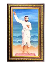 Ramakrishna Paramahamsa Digital Golden Balck Color Photo Frame | Hindu Religious Wall Decor | 12x18 Inches - Inspirational Wall Art For Office, Home Decor - Ideal Spiritual Gift (F16945)