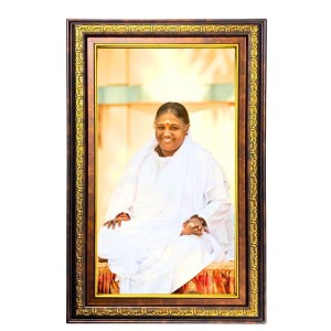 Sri Mata Amritanandamayi Devi Digital Golden Balck Color Photo Frame | Hindu Religious Wall Decor | 14x20 Inches - Inspirational Wall Art For Office, Home Decor - Ideal Spiritual Gift (F16631)